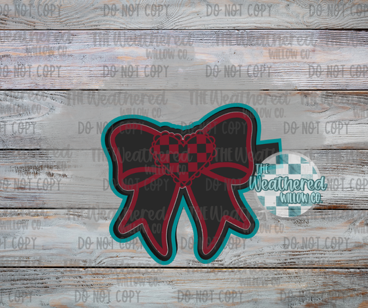 Checkered heart bow - Silicone Freshie Mold