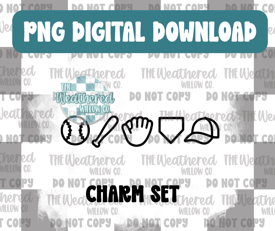Baseball Charm Set - PNG Digital File Download