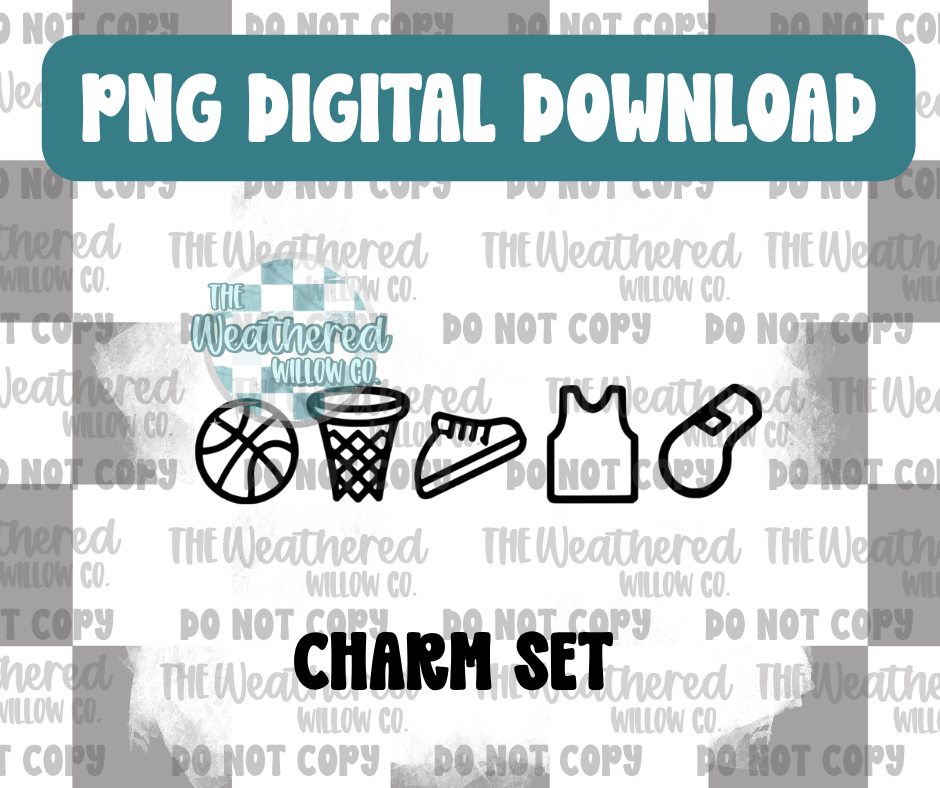 Basketball Charm Set - PNG Digital File Download
