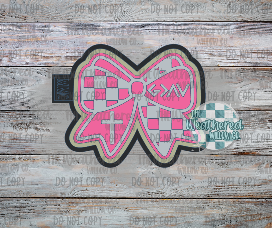 Checkered God is greater Bow - Silicone Freshie Mold