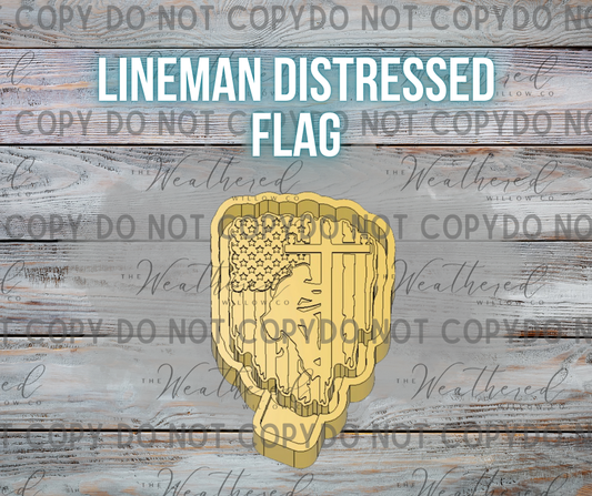 Lineman Distressed Flag - Silicone Freshie Mold