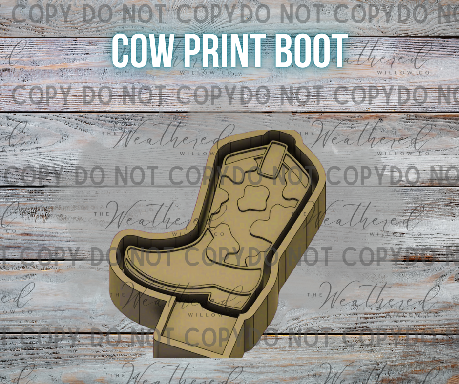 Cow print boot - Silicone Freshie Mold