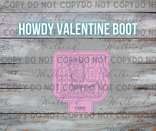 Howdy valentine boot - Silicone Freshie Mold