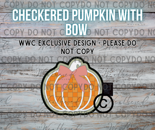 Checkered Pumpkin with Bow - Silicone Freshie Mold