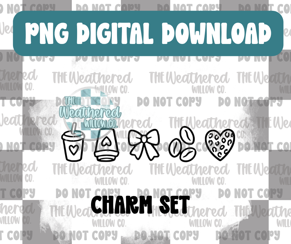 Coffee Charm Set - PNG Digital File Download