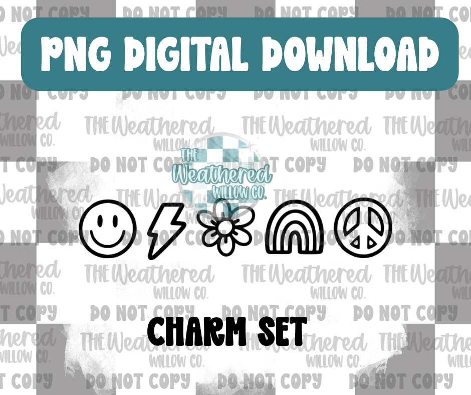 Retro Charm Set - PNG Digital File Download