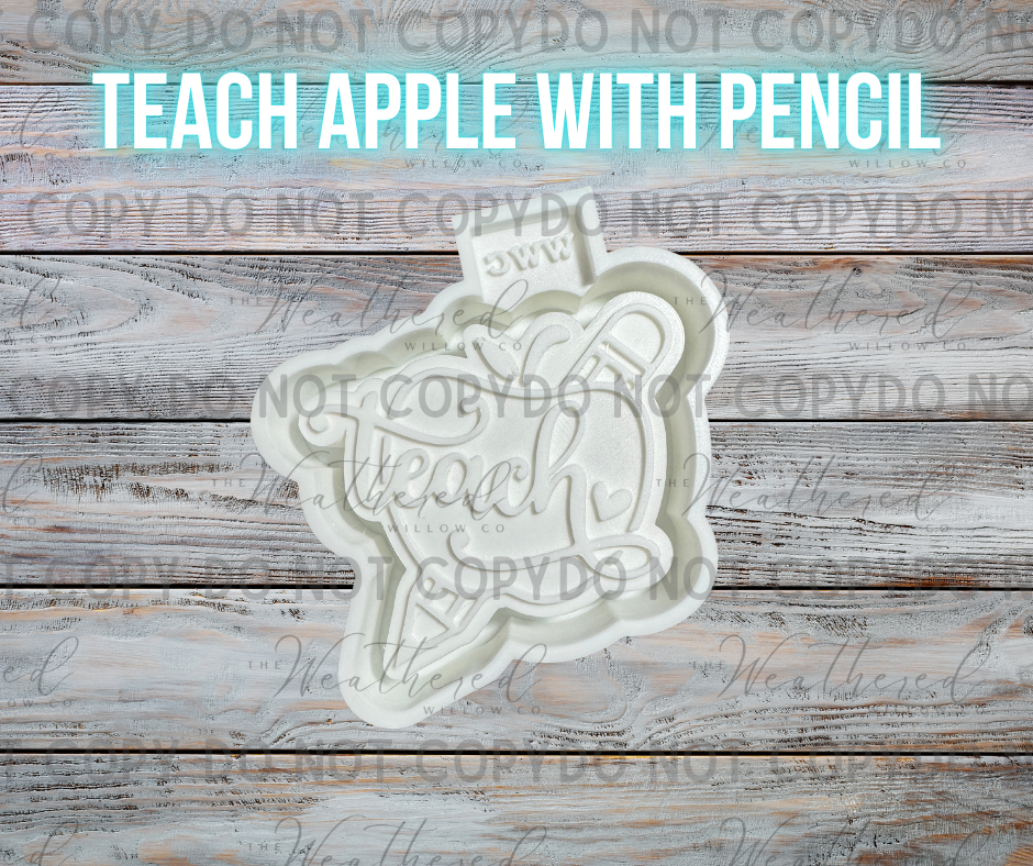 Teach apple with pencil - Silicone Freshie Mold