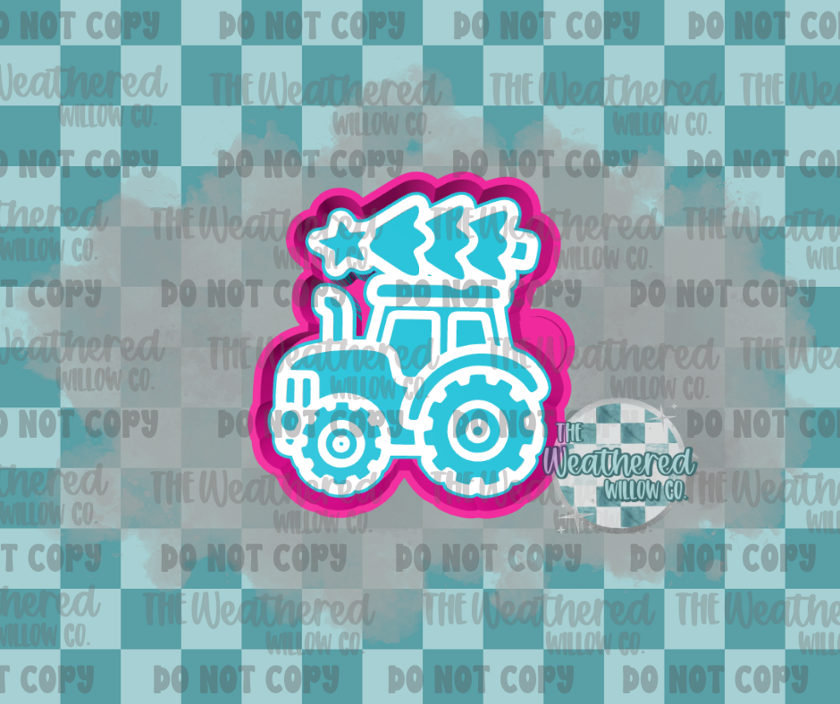 Christmas tree tractor - Silicone Freshie Mold