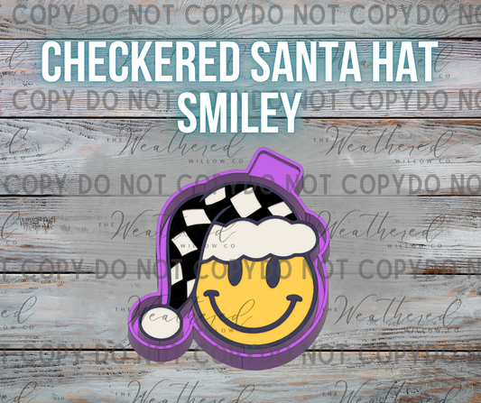 Checkered Santa Hat Smiley - Silicone Freshie Mold