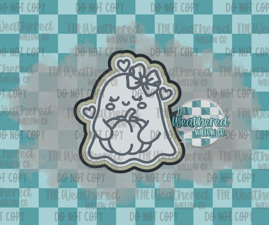 Girly ghost with pumpkin - Silicone Freshie Mold