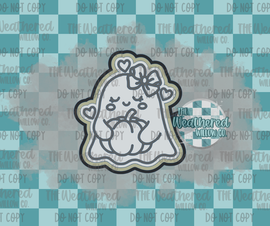 Girly ghost with pumpkin - Silicone Freshie Mold