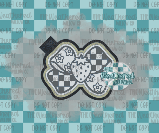 Checkered flower strawberry bow - Silicone Freshie Mold