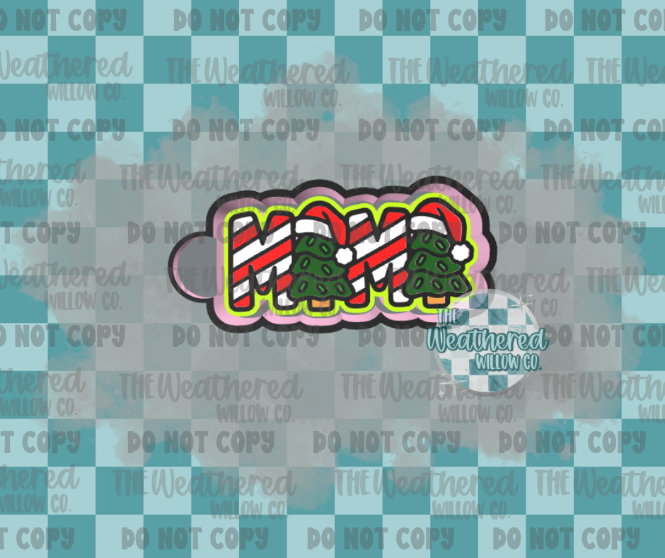 Striped Mama with Christmas trees - Silicone Freshie Mold