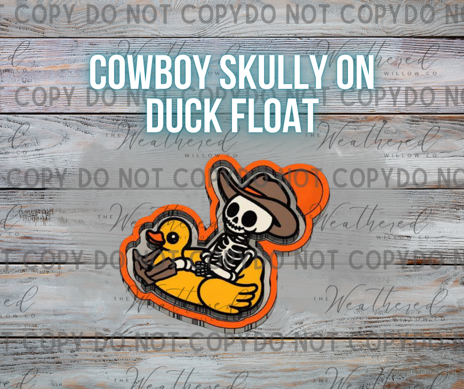 Cowboy Skully on Duck Float - Silicone Freshie Mold