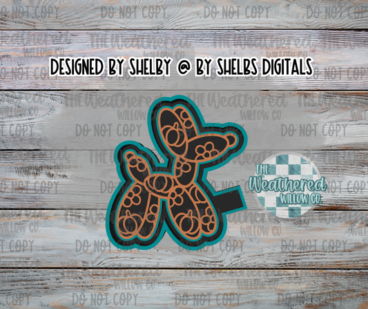 Floral Pumpkin Balloon Dog - Silicone Freshie Mold