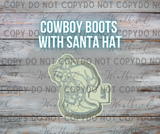 Cowboy boots with santa hat - Silicone Freshie Mold