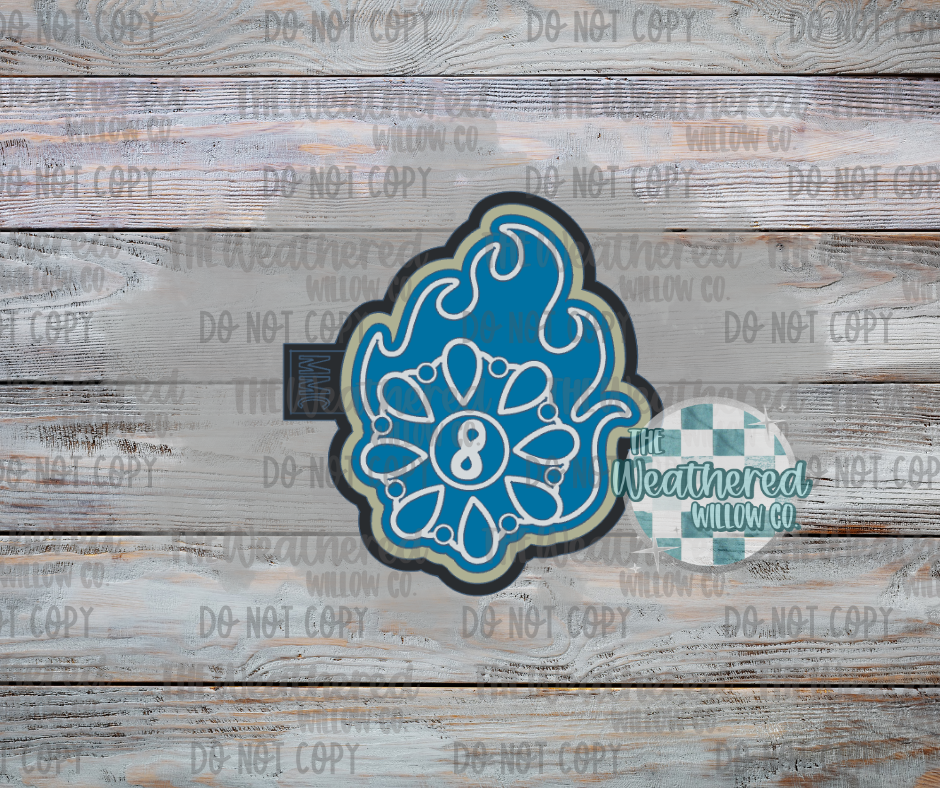 Flaming 8ball Concho - Silicone Freshie Mold