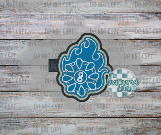 Flaming 8ball Concho - Silicone Freshie Mold