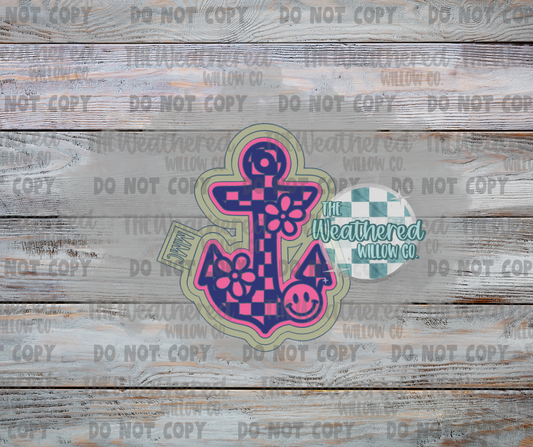 Groovy Checkered Anchor - Silicone Freshie Mold