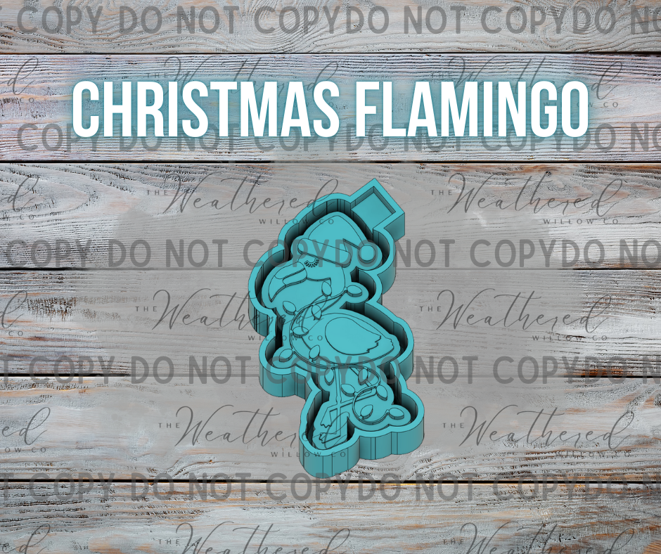 Christmas Flamingo - Silicone Freshie Mold