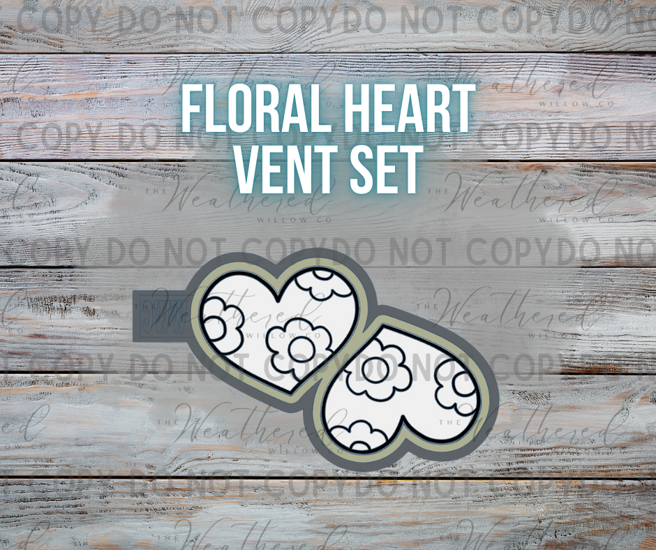 VENT SET; Floral Heart - Silicone Freshie Mold