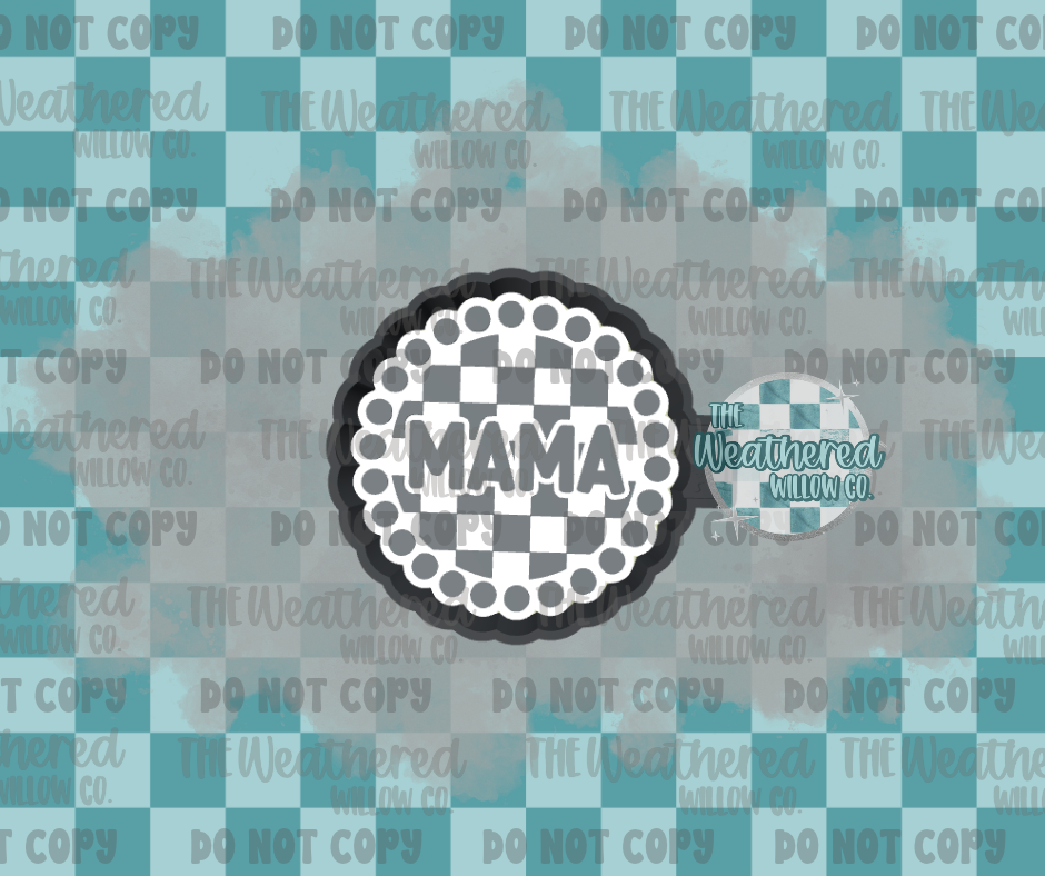 Turquoise checkered mama - Silicone Freshie Mold