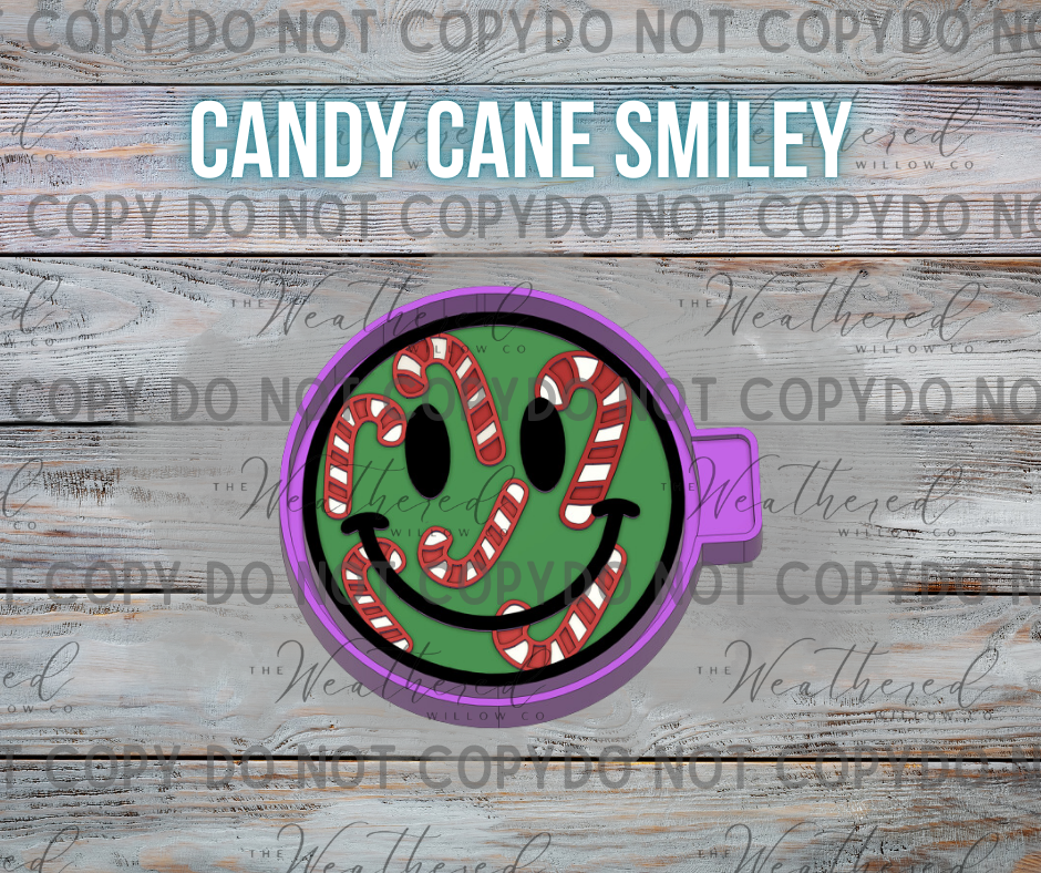 Candy Cane Smiley - Silicone Freshie Mold