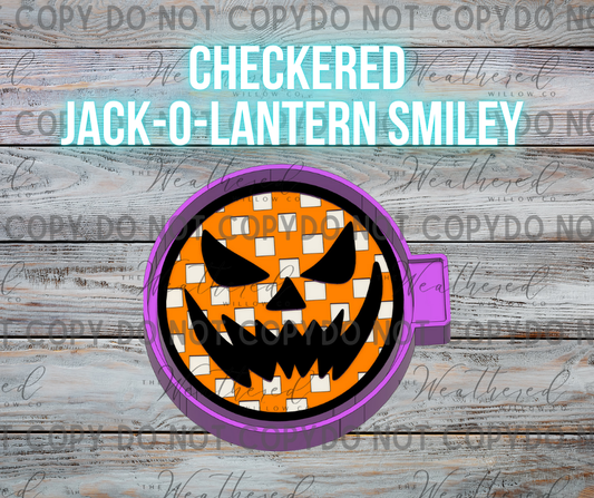 Checkered Jack-o-lantern Smiley - Silicone Freshie Mold