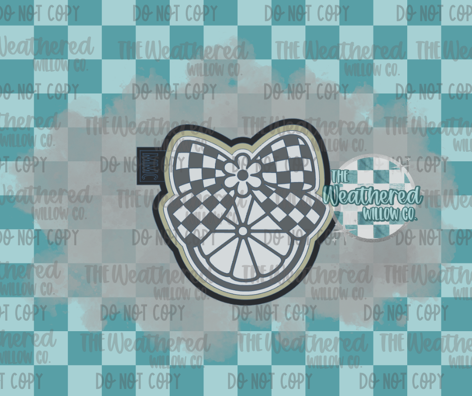 Lemon slice with checkered bow - Silicone Freshie Mold