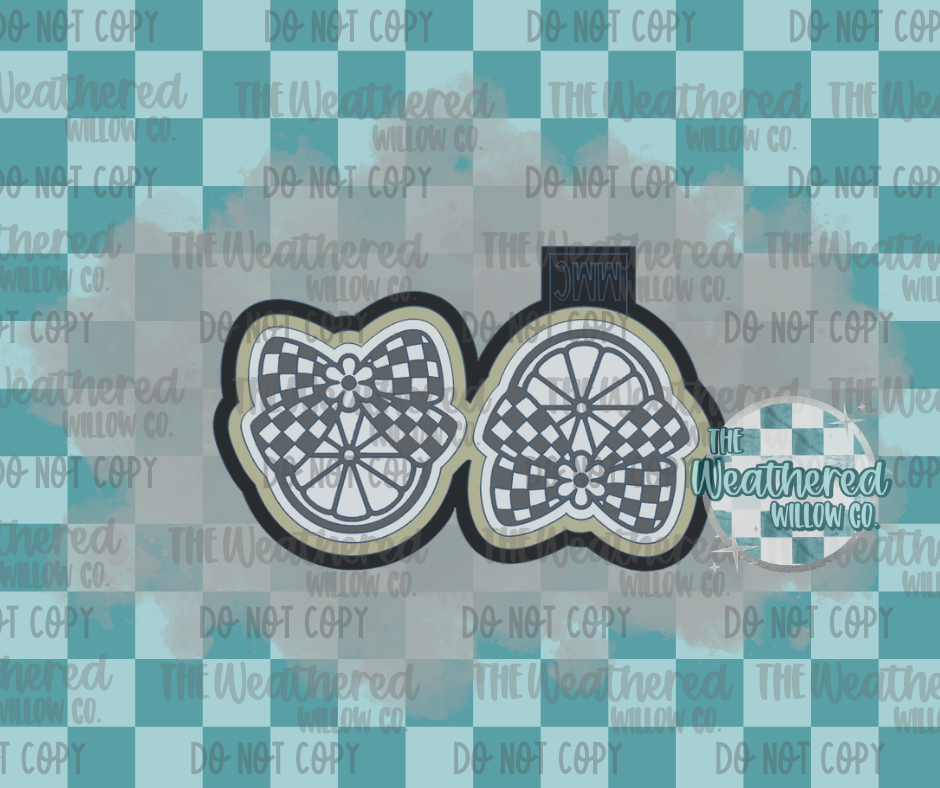 VENT SET; Lemon slice with checkered bow - Silicone Freshie Mold