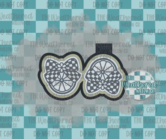 VENT SET; Lemon slice with checkered bow - Silicone Freshie Mold