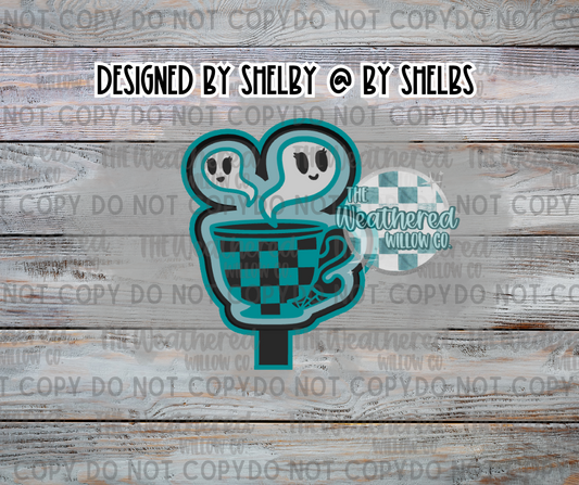 Checkered Ghost Mug - Silicone Freshie Mold