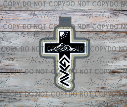 Mountain Cross God is greater - Silicone Freshie Mold