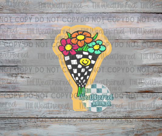 Checkered Flower Bouquet - Silicone Freshie