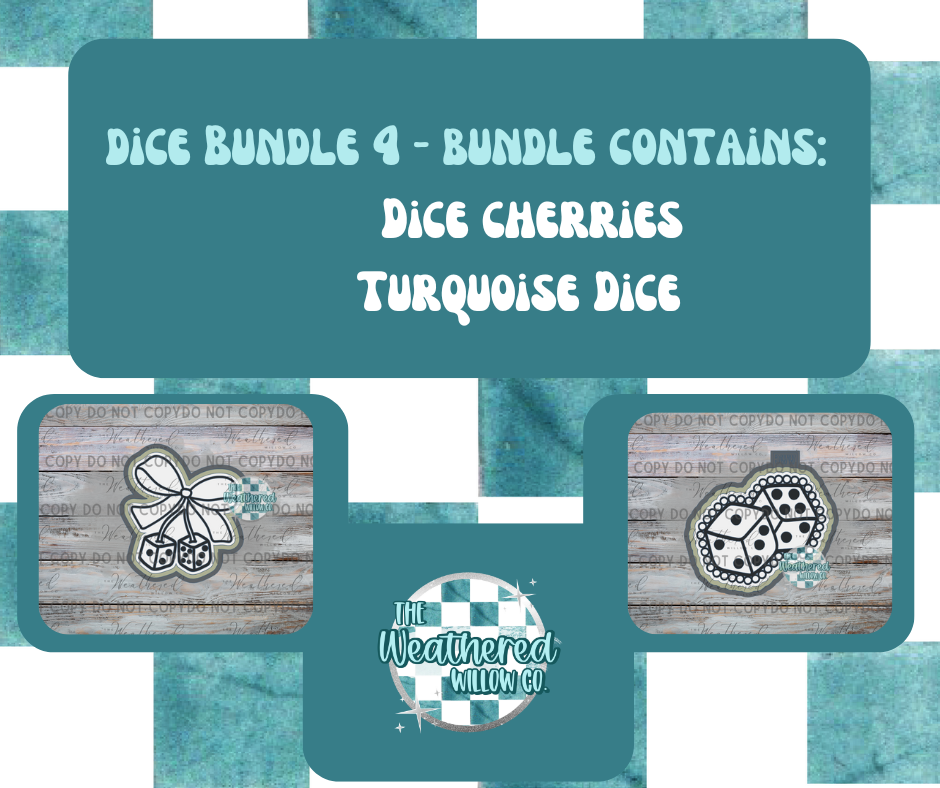 Dice Bundle 4 (Turquoise Dice & Dice Cherries) - Silicone Freshie Mold