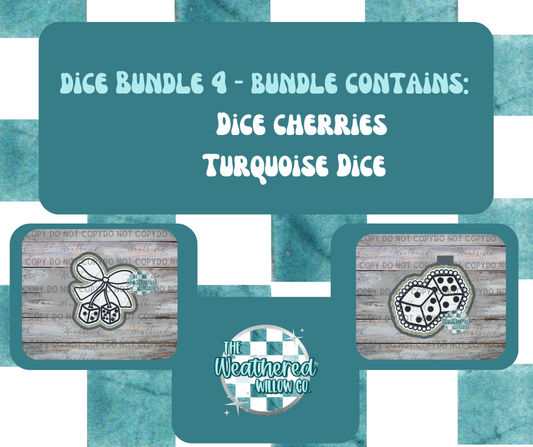 Dice Bundle 4 (Turquoise Dice & Dice Cherries) - Silicone Freshie Mold