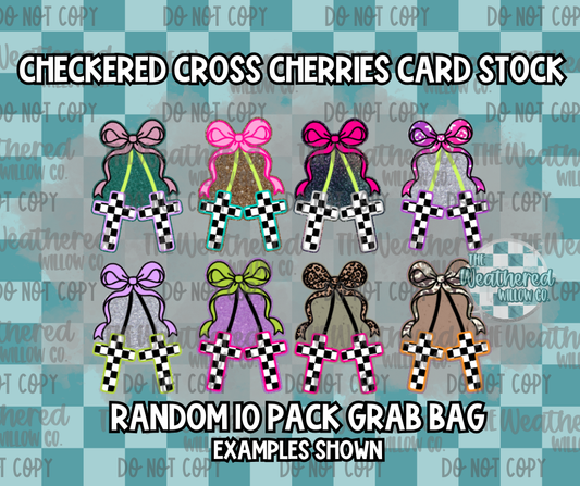 Checkered Cross cherries FULL Card Stock - Premium Cardstock Grab Bag