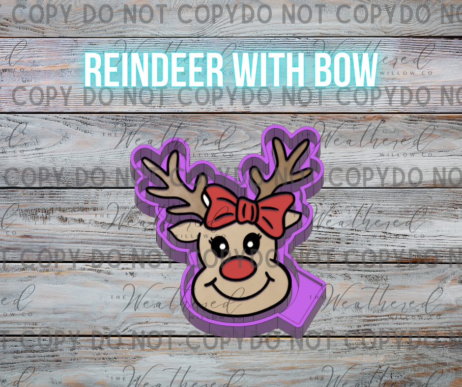 Reindeer with bow - Silicone Freshie Mold