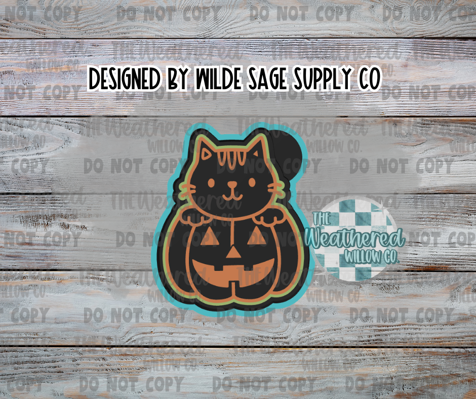 Cat in Pumpkin - Silicone Freshie Mold