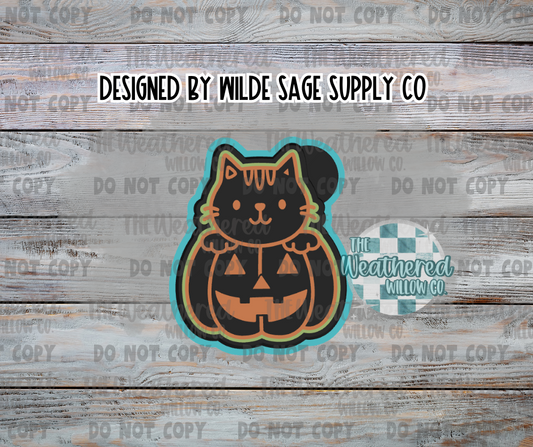 Cat in Pumpkin - Silicone Freshie Mold