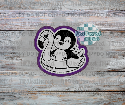Penguin in Flamingo Float - Silicone Freshie