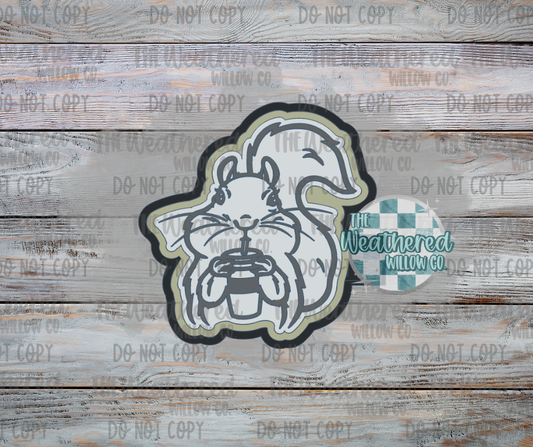 Squirrel with iced coffee - Silicone Freshie Mold