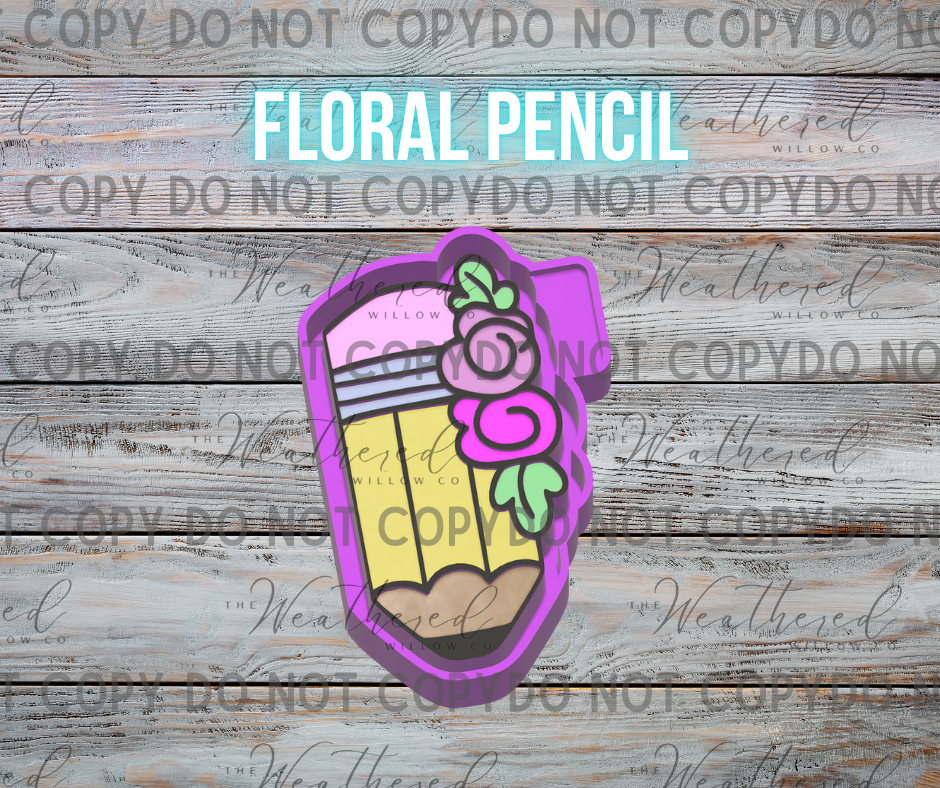 Floral Pencil - Silicone Freshie Mold