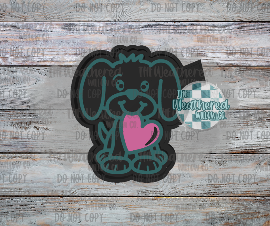 Valentine puppy with heart - Silicone Freshie Mold