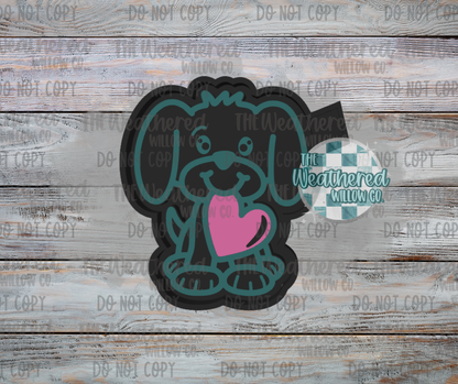 Valentine puppy with heart - Silicone Freshie Mold