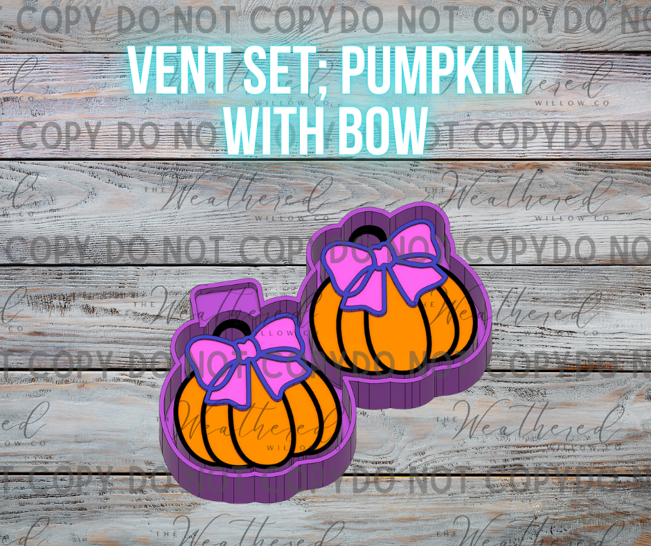 VENT SET; Pumpkin with bow - Silicone Freshie Mold