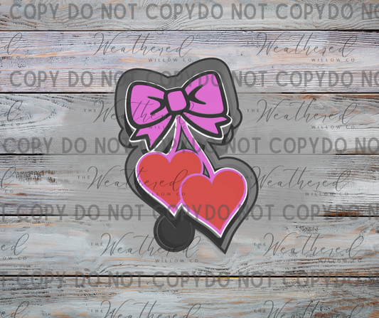 Heart Cherries with bow - Silicone Freshie Mold