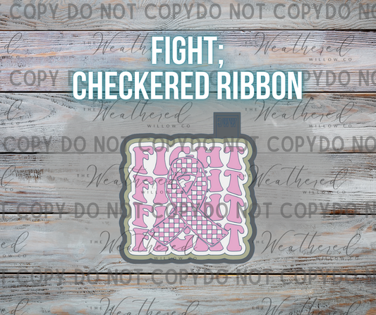 Fight; Checkered Ribbon - Silicone Freshie Mold