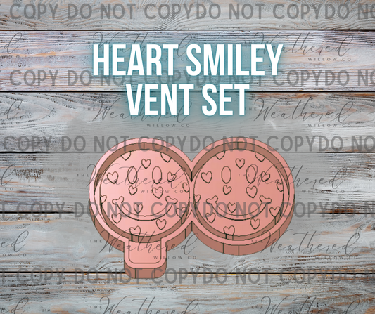 VENT SET; Heart Smiley- Silicone Freshie Mold