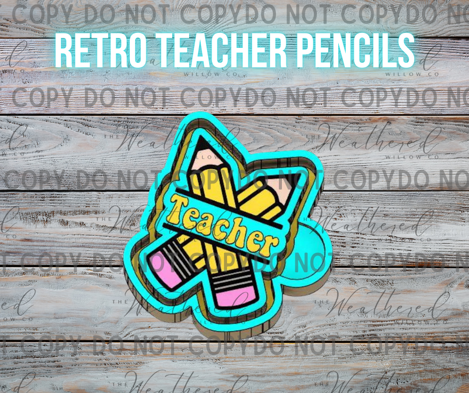 Retro teacher pencils - Silicone Freshie Mold